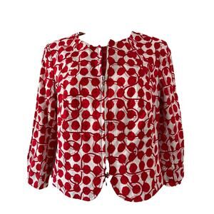 The Wrights Women’s Jacket Red and white size 4 Embroidered Artsy Zip Up Boho